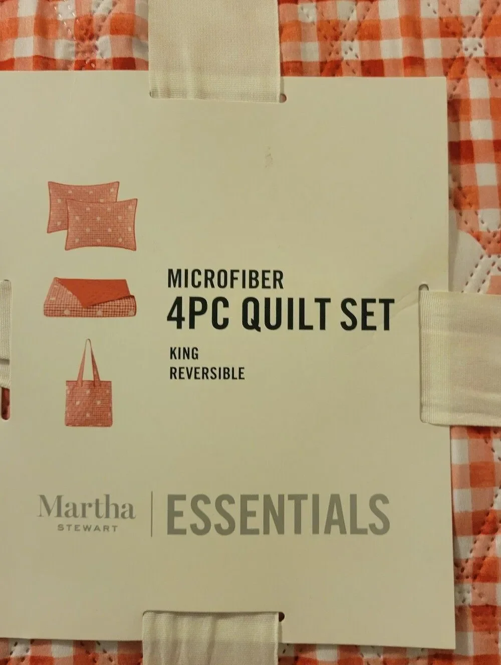 Martha Stewart Collection Essentials Microfiber Quilt Set Picnic Red &white King
